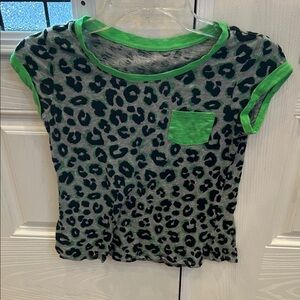 Justice Vibrant Green and Black Animal Print Tee